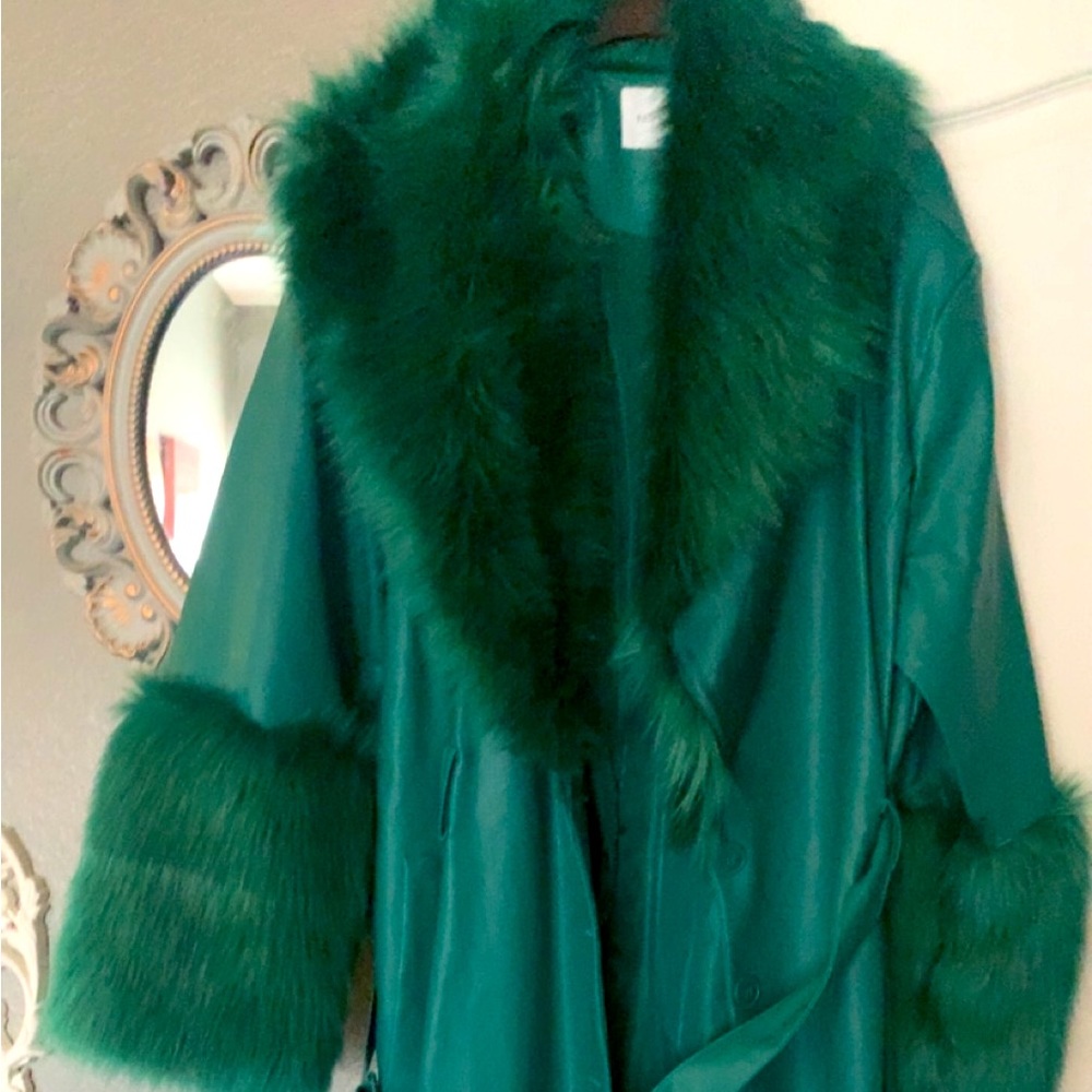 Green Coat w/ Fur Collar and Cuffs